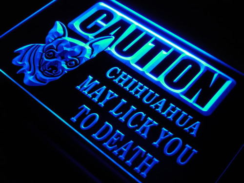 Caution Chihuahua Dog Pet Lick Neon Light Sign